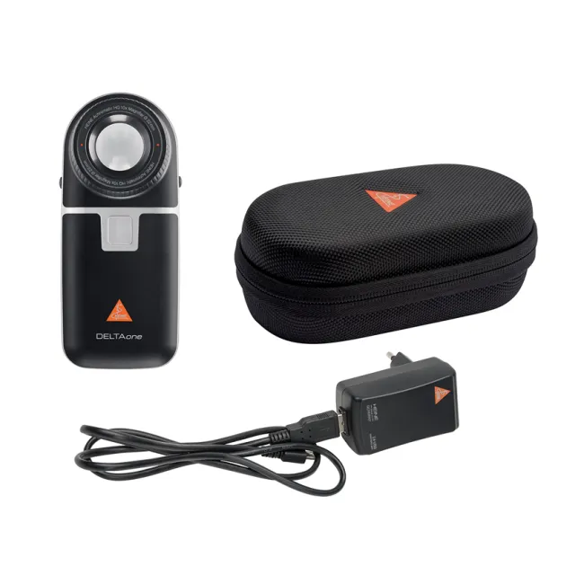 Dermatoscop portabil HEINE DELTAONE – negru, cu iluminare LEDHQ și placă de contact sterilizabilă