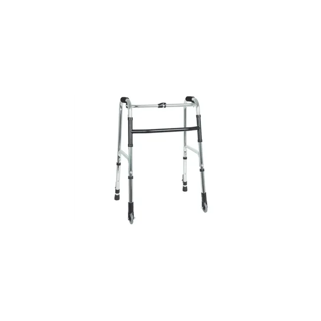 Cadru de mers pliabil din aluminiu cu 2 roți interne, reglabil pe înălțime