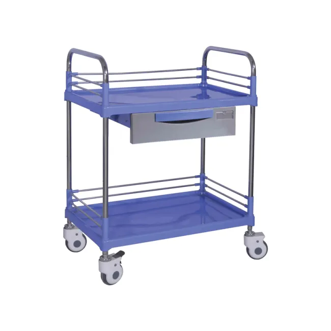 Carucior utilitar medical cu 2 polite si 1 sertar
