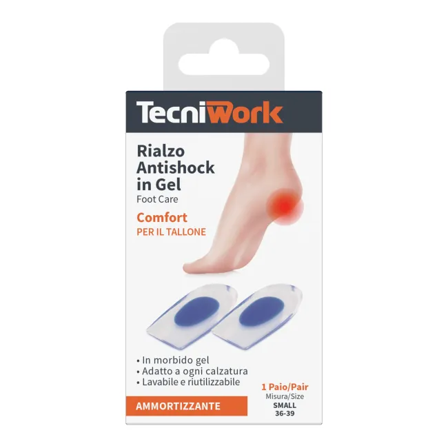 Pernă de călcâi antișoc Tecniwork  prevăzută cu gel antiderapant–  (1 pereche)