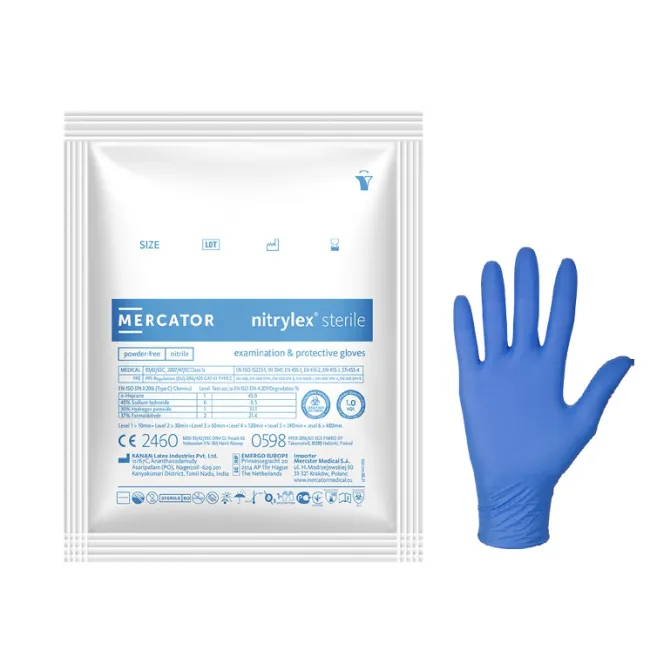 Mănuși sterile din nitril Nitrylex® – Albastre, fără pudră, de examinare și protecție