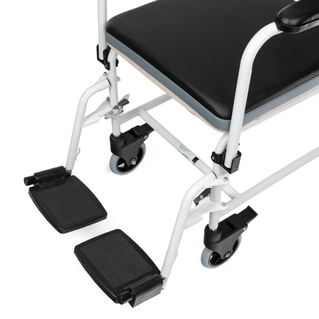 Scaun de Toaletă cu Roți, Cotiere Rabatabile și Găleată, Max. 130 kg, Negru