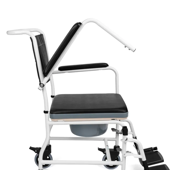 Scaun de Toaletă cu Roți, Cotiere Rabatabile și Găleată, Max. 130 kg, Negru