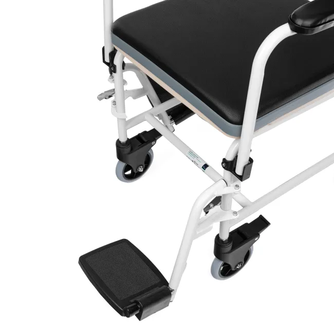 Scaun de Toaletă cu Roți, Cotiere Rabatabile și Găleată, Max. 130 kg, Negru