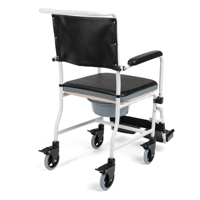 Scaun de Toaletă cu Roți, Cotiere Rabatabile și Găleată, Max. 130 kg, Negru