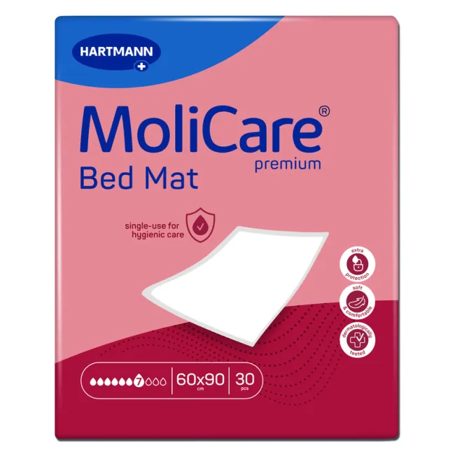 Molicare premium bed mat aleze de unică folosință protecție absorbantă pentru pat și suprafete 7 picaturi 30 buc 60x90 cm, Hartmann