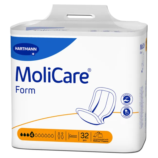 Molicare form 4 picături – absorbante anatomice unisex pentru incontinență moderată spre severă 32 buc, Hartmann