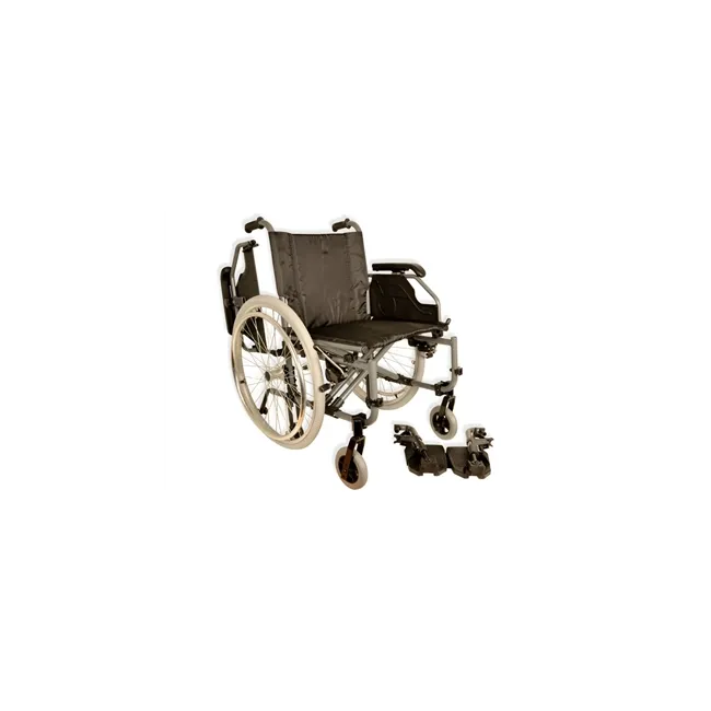 Scaun cu rotile KING din aluminiu, șezut 46 cm, roți pneumatice – negru