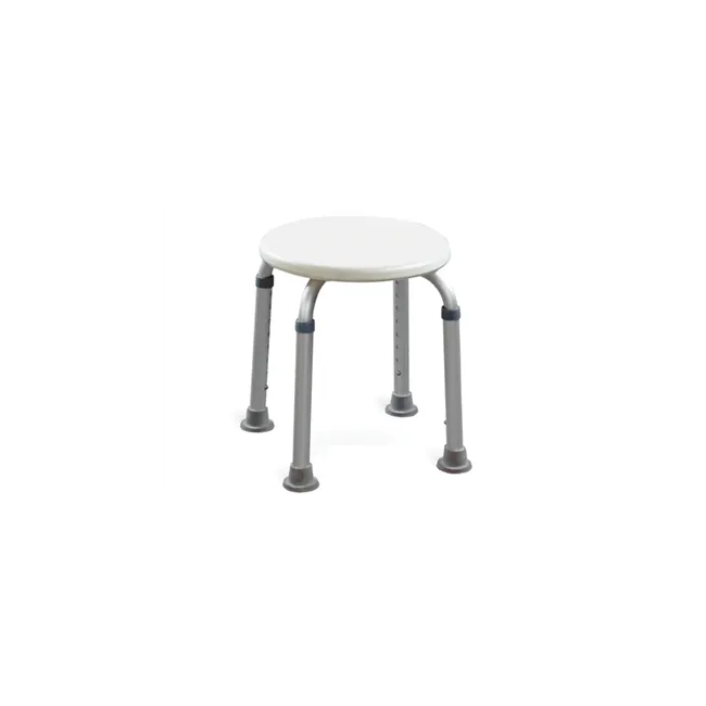 Scaun de duș rotund reglabil, cadru aluminiu, șezut plastic Ø 32,5 cm, max. 100 kg