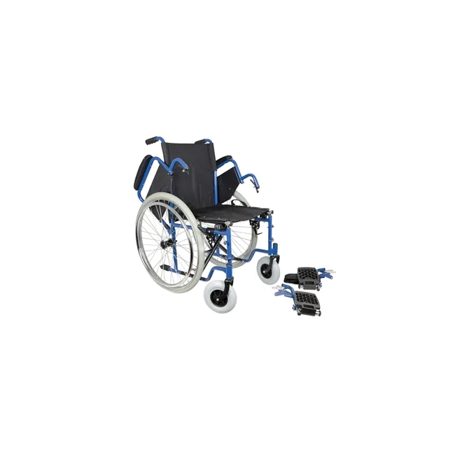 Scaun cu rotile OXFORD, șezut 43 cm, roți pneumatice, material textil negru