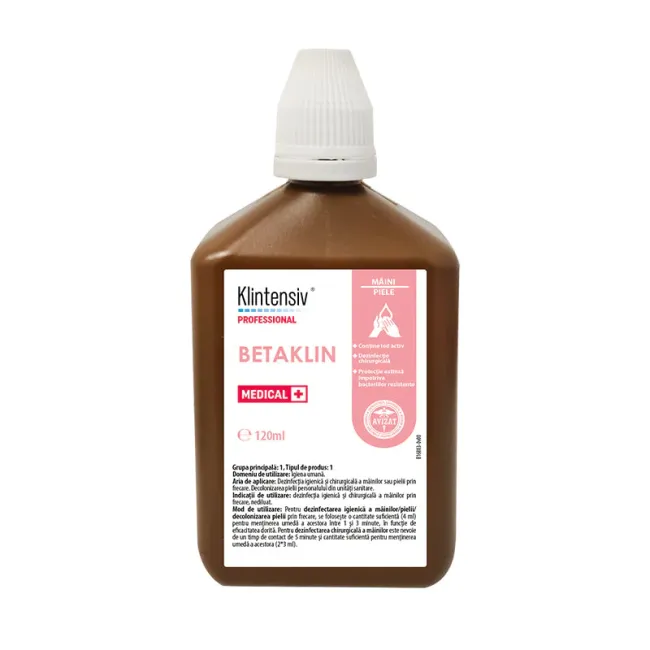 Betaklin® – Dezinfectant profesional pentru mâini și piele cu 7,5% iod povidonă, 120 ml