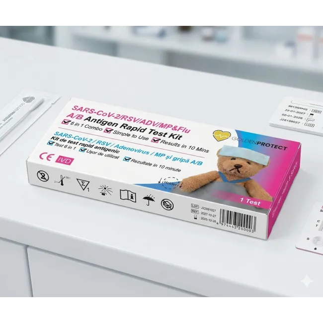 Kit Test Rapid Infectii Respiratorii Combo 6-în-1 (Gripă A/B, COVID-19, RSV, Adenovirus, Mycoplasma)