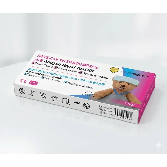 Kit Test Rapid Infectii Respiratorii Combo 6-în-1 (Gripă A/B, COVID-19, RSV, Adenovirus, Mycoplasma)
