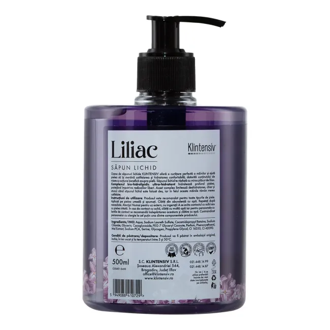 Săpun lichid Liliac, efect emolient – 500 ml, Klintensiv