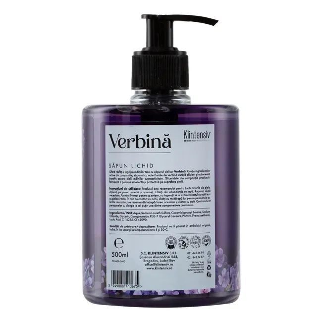Săpun lichid cu aromă de Verbină, efect emolient – 500 ml, Klintensiv