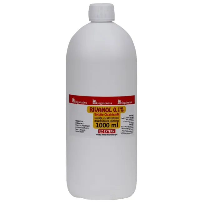 Soluție Rivanol 0.1% PRIMA, 1000 ml – Antiseptic Local Delicat