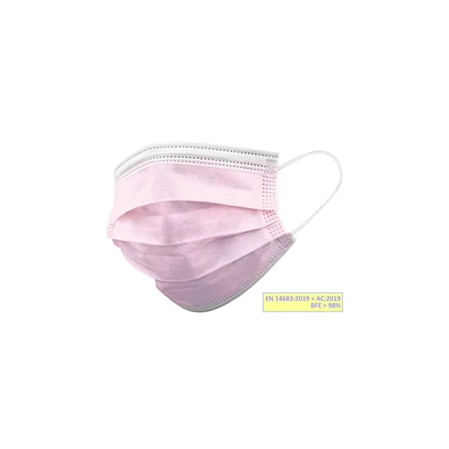 Masti chirurgicale roz cu 3 straturi TIP IIR, cutie 50 bucati