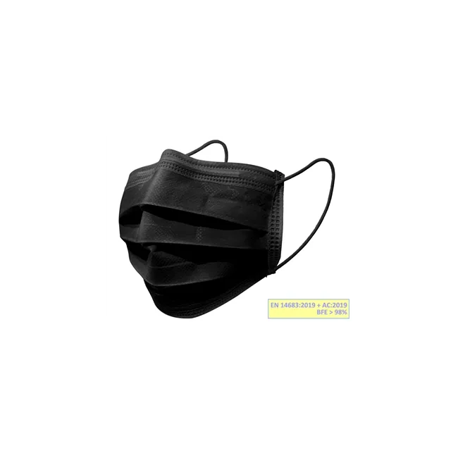 Masti chirurgicale negre cu 3 straturi TIP IIR, cutie 50 bucati