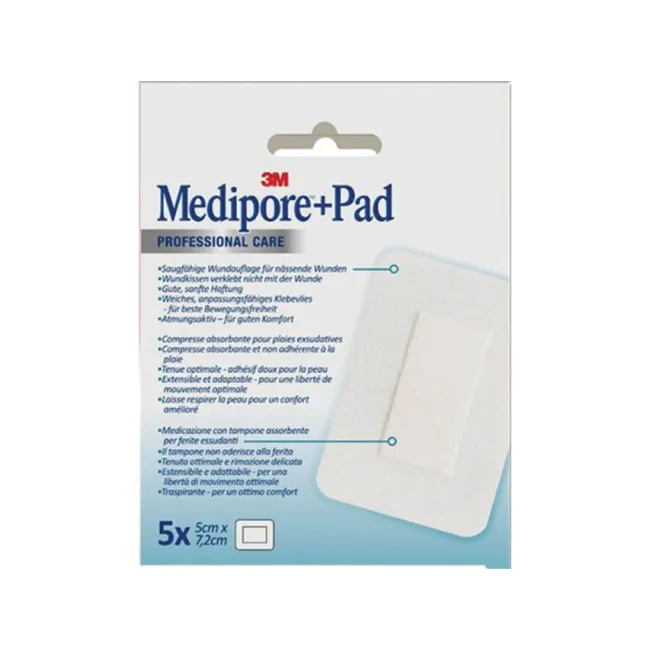 Pansament Steril Absorbant 3M™ MEDIPORE™ + PAD – 5x7,2 cm