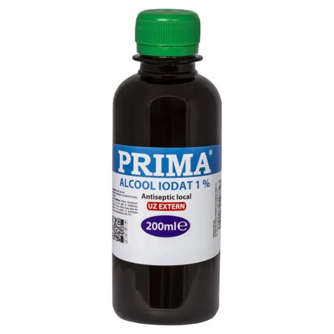 Alcool Iodat 1% PRIMA, 200 ml – Antiseptic Local și Micostatic