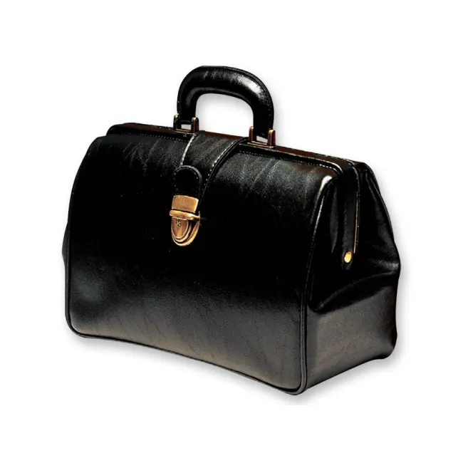 Geantă Medicală de Consultații Clasică – Cu Bază Rigidă și Încuietoare Brunată, 35 x 13 x 24 cm (Made in Italy)