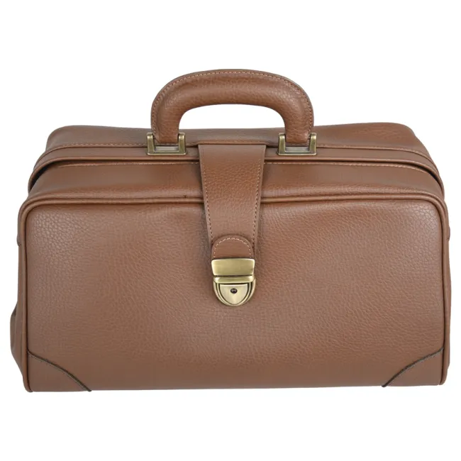 Geantă Medicală de Consultații "Doctor Bag" – Cu Bază Rigidă și Încuietoare Brunată, 38 x 20 x 20 cm (Made in Italy)
