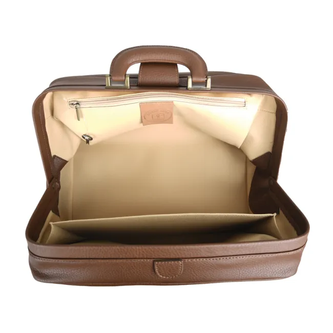 Geantă Medicală de Consultații "Doctor Bag" – Cu Bază Rigidă și Încuietoare Brunată, 38 x 20 x 20 cm (Made in Italy)