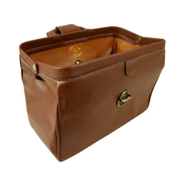 Geantă Medicală de Consultații Clasică – Cu Bază Rigidă și Încuietoare Brunată, 35 x 17 x 22 cm (Made in Italy)