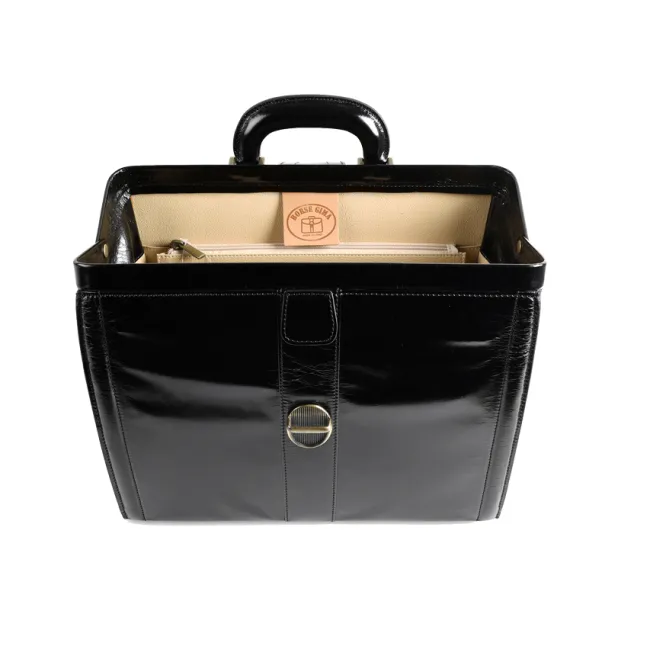 Geantă Medicală de Consultații Clasică – Cu Bază Rigidă și Dublă Compartimentare Interioară, 34 x 18 x 22 cm (Made in Italy)
