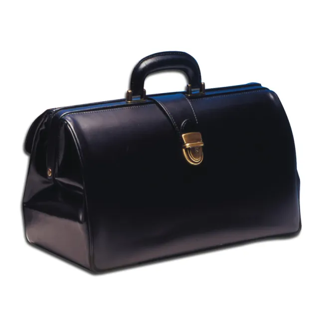 Geantă Medicală de Consultații Clasică – Cu Dublă Încuietoare Brunată și Compartimentare Transversală, 41 x 20 x 22 cm (Made in Italy)
