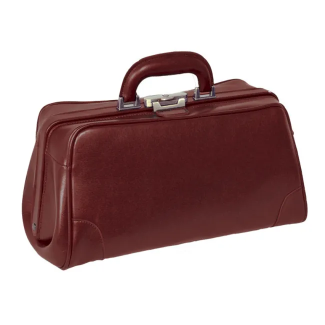 Geantă Medicală de Consultații din Piele Naturală – Cu Bază Rigidă și Încuietoare Brunată, 38 x 20 x 20 cm (Design Italian)