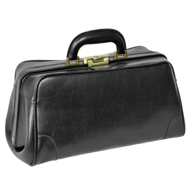 Geantă Medicală de Consultații din Piele Naturală – Cu Bază Rigidă și Încuietoare Brunată, 38 x 20 x 20 cm (Design Italian)