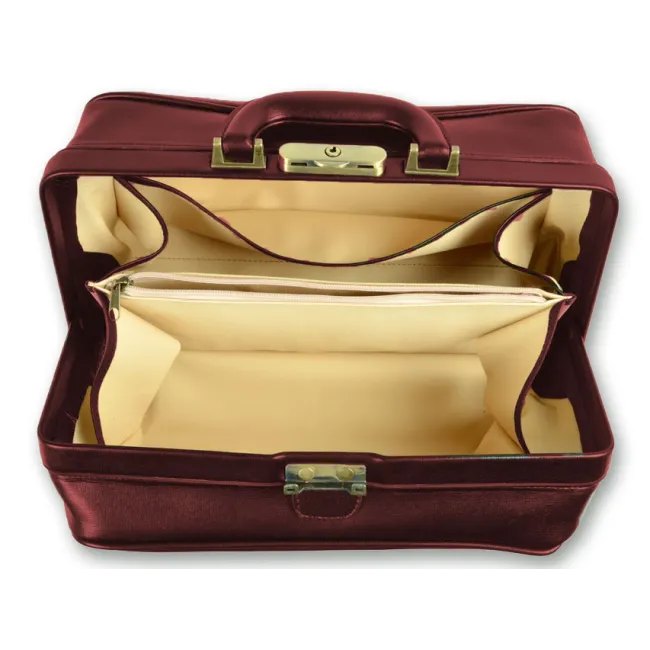 Geantă Medicală de Consultații din Piele Naturală – Cu Bază Rigidă și Încuietoare Brunată, 38 x 20 x 20 cm (Design Italian)