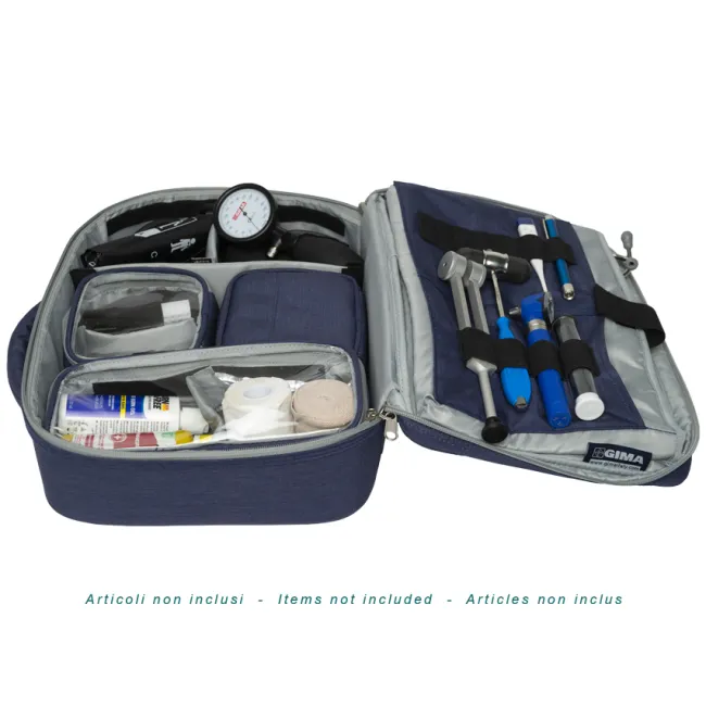 Geantă Medicală Profesională pentru Asistenți "Multiuse Bag" – Albastru/Gri (Goală), Compartimentare Modulară, 38 x 10 x h 30 cm