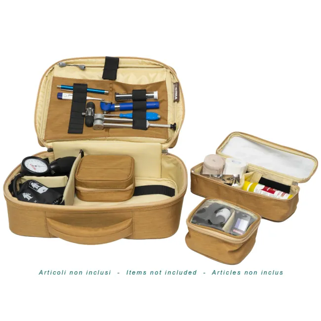 Geantă Medicală Profesională pentru Asistenți "Multiuse Bag" – Maro/Bej (Goală), Compartimentare Modulară, 38 x 10 x h 30 cm