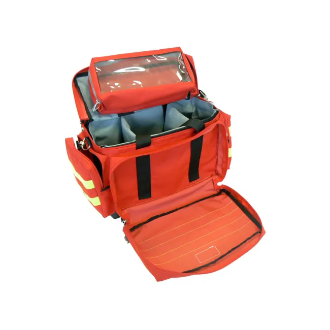 Geantă Medicală de Urgență "Smart Bag" – Roșie, Model Mic (Goală), Poliester 600D acoperit cu PVC, 45 x 28 x h 28 cm
