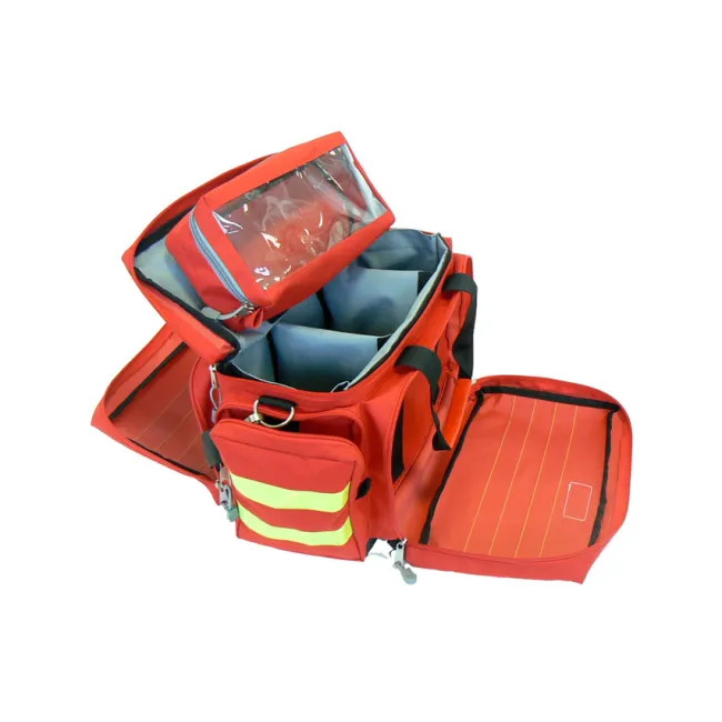 Geantă Medicală de Urgență "Smart Bag" – Roșie, Model Mic (Goală), Poliester 600D acoperit cu PVC, 45 x 28 x h 28 cm