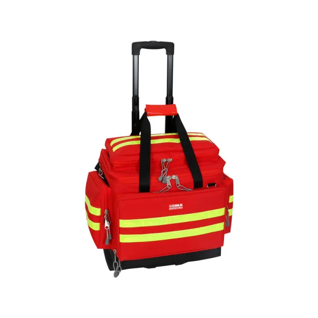Geantă Troller Medicală de Urgență "Emergency Smart Trolley Bag" – Benzi Reflectorizante Duble, Poliester Impermeabil, Bază din Cauciuc, 56 x 32.5 x 49 cm