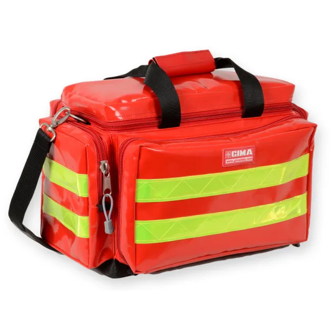 Geantă Medicală de Urgență "Smart Bag" din PVC – Roșie, Model Mic (Goală), Prelată PVC Rezistentă la Îngheț, 45 x 28 x h 28 cm