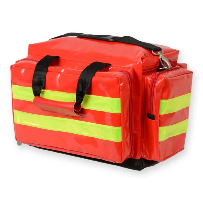 Geantă Medicală de Urgență "Smart Bag" din PVC – Roșie, Model Mic (Goală), Prelată PVC Rezistentă la Îngheț, 45 x 28 x h 28 cm