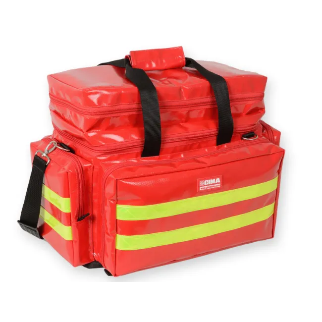 Geantă Medicală de Urgență "Smart Bag" din PVC – Roșie, Model Mediu (Goală), Prelată PVC Rezistentă la Îngheț, 55 x 35 x h 38 cm