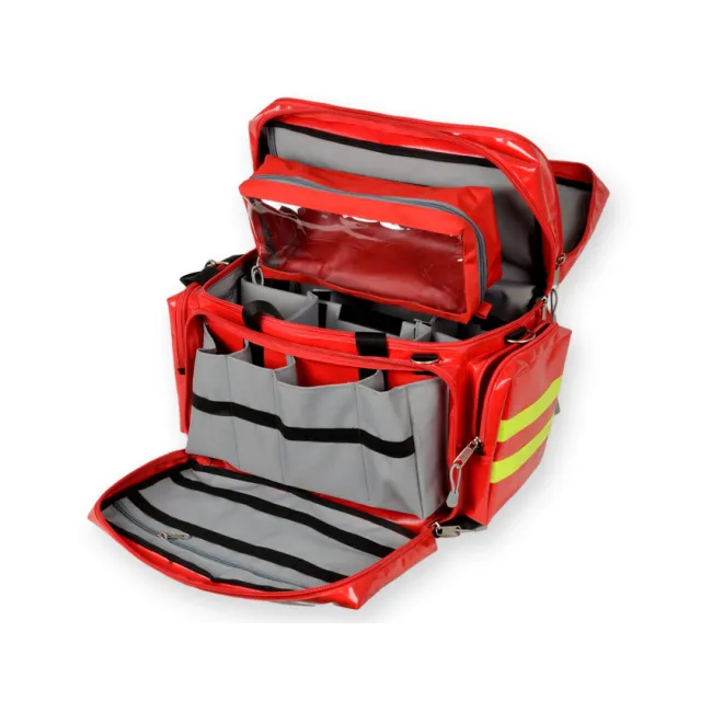 Geantă Medicală de Urgență "Smart Bag" din PVC – Roșie, Model Mediu (Goală), Prelată PVC Rezistentă la Îngheț, 55 x 35 x h 38 cm