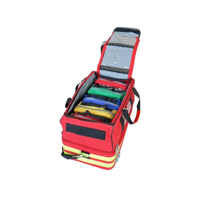 Geantă Medicală de Urgență "Life-2 Emergency Bag" – Poliester 600D Impermeabil, Compartimentare Dublă, Bază Anti-Șoc și 5 Borsete Colorate Incluse, 49 x 28 x h 33 cm