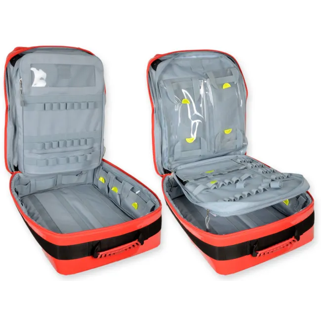 Rucsac Medical de Urgență "Silos-2 Rucksack" din PVC – Roșu (Gol), Prelată PVC Impermeabilă, Compartimentare Modulară, 38 x 24 x h 50 cm