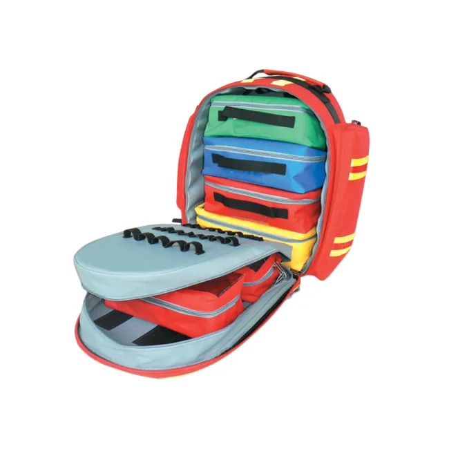 Rucsac Medical de Urgență "Logic-2 Rucksack" – Mare (Gol), Poliester 600D Impermeabil, cu 6 Borsete Colorate Incluse și Diviziune Centrală, 40 x 25 x h 47 cm