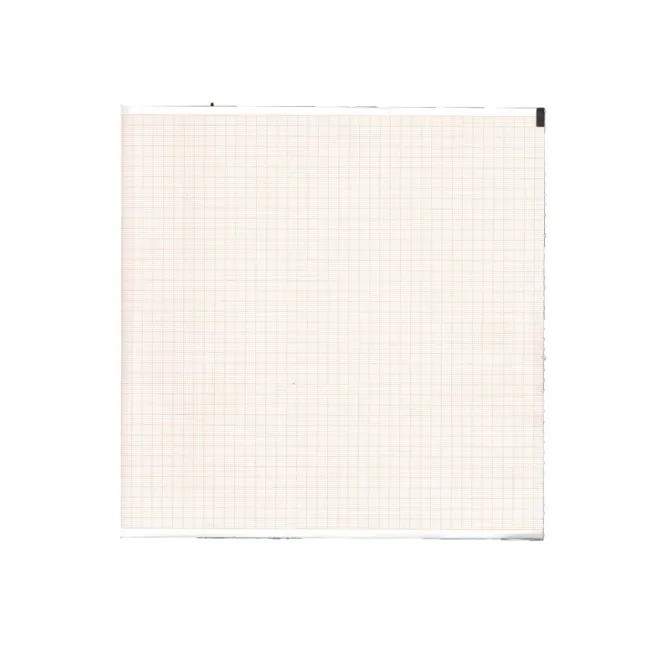 Hârtie Termică EKG în Pachet (Z-Fold) 210 x 300 mm – 200 File, Caroiaj Portocaliu cu Marker, pentru Electrocardiografe Burdick Atria și Quest