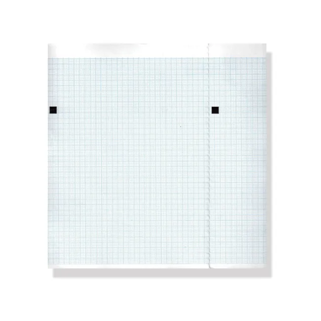 Hârtie Termică EKG în Pachet (Z-Fold) 210 x 150 mm – 200 File, Caroiaj Albastru cu Marker, pentru Electrocardiografe Elettronica Trentina / Cardiette / Cardioline Daedalus, Start 200 și AR2100