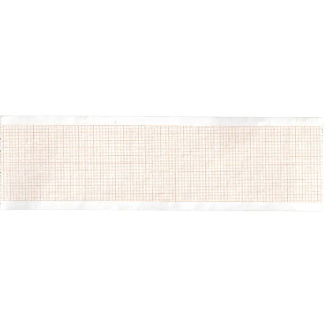 Hârtie Termică EKG în Rolă 63 mm x 30 m – Fără Fenoli (Phenol Free), Caroiaj Portocaliu, pentru Electrocardiografe Nihon Kohden Cardiofax și Carewell