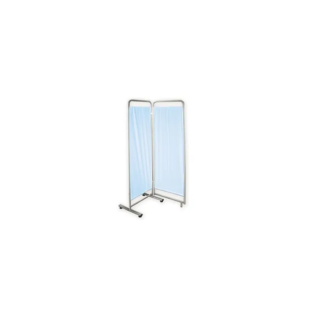 Paravan medical cu 2 sectiuni și perdea Trevira albastru deschis – 180 cm, structură metalică