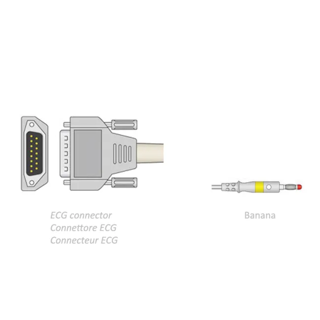 Cablu Pacient ECG cu 12 Fire – Conector D-Sub 15 Pini, Terminale Banană, Protecție Defibrilare